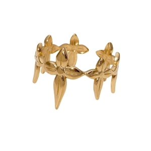 18K vergoldeter Edelstahlring mit floralem Kronendesign für Damen, offen verstellbar