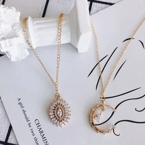 Exquisite gold-plated crescent moon and star sunburst pendants with zircon inlays