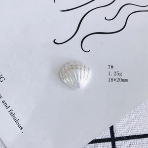Detail of shell-shaped silver resin pendant 18x20mm with vertical stripe texture