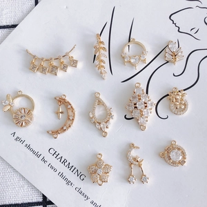 DIY Cuivre Plaqué Or Véritable Pendentifs en Zirconia Fleur Lune Breloques Ajourées pour la Fabrication de Bijoux Collier Bracelet Accessoires