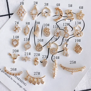 27 pendentifs dorés avec zircone pour création de bijoux DIY et colliers faits main