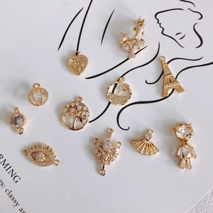 Copper Gold Plated Zirconia DIY Pendant Charms Bear Pineapple Star Heart Life Tree Jewelry Making Accessories For Necklace