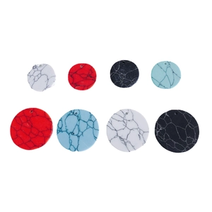 Round acrylic resin charms with marble pattern and pre-drilled holes for DIY jewelry making