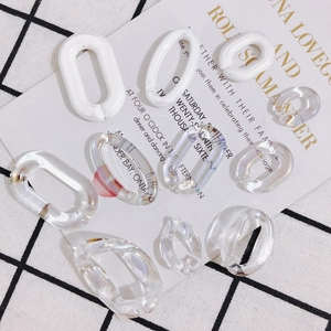 Acrylic Iridescent Open Oval Pendant DIY Jewelry Accessories Creamy White Transparent Resin Link Ring For Necklace Making