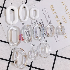 Cream white and iridescent acrylic oval open links for DIY jewelry making accessories