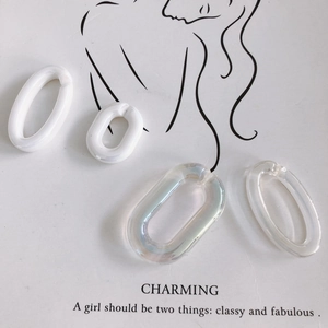 Creamy white and iridescent acrylic oval link pendants for DIY jewelry making