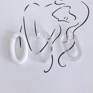 DIY cream white and iridescent clear acrylic resin oval open rings for jewelry making