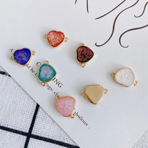 DIY heart-shaped jewelry connectors in 7 colors with gold-plated copper edges for necklace making