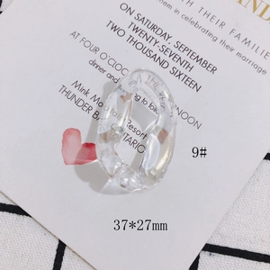 Macro detail of transparent 37x27mm oval acrylic link for DIY jewelry making