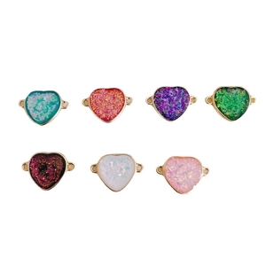 Colorful heart-shaped charms with gold edges and double loops for jewelry making