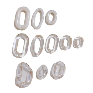 Creamy white and iridescent acrylic resin oval link rings for DIY jewelry and bag chains