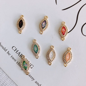 Marquise Sequin Resin Copper Gold Plated Double Loop Connector Charms With Inlaid Rhinestone For Earring Necklace Jewelry Making
