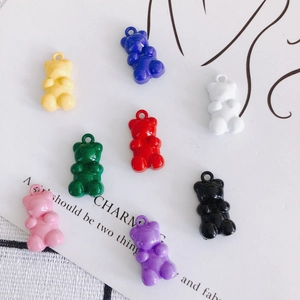 DIY Alloy Gummy Bear Pendant Colorful Candy Color Cartoon Bear Charm For Jewelry Making Necklace Bracelet Accessory