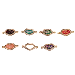 Colorful zircon-encrusted lip charm pendants for DIY necklace jewelry making accessories