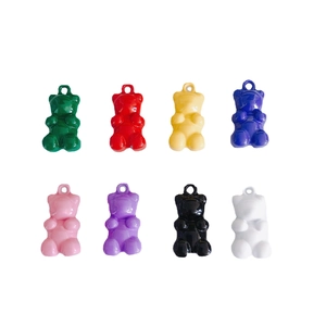 Colorful resin gummy bear pendants for DIY jewelry making in eight vibrant colors