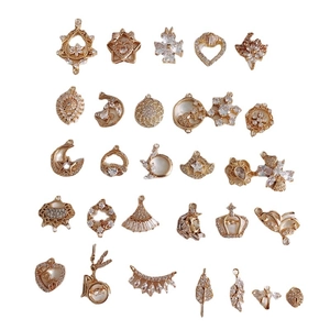 Selection of 18K gold plated DIY pendants with micro-paved cubic zirconia for jewelry making