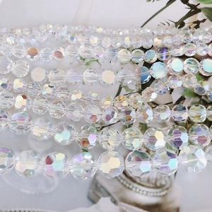 Faceted AB crystal glass beads for DIY necklaces with transparent iridescent rainbow finish