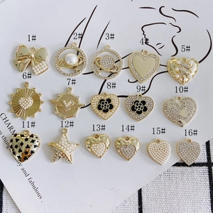 DIY gold plated alloy jewelry charms set with pearls and rhinestones for necklaces