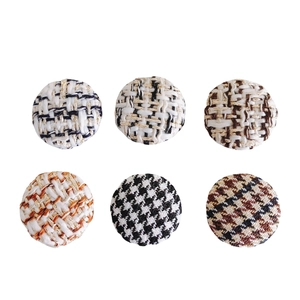 Assorted houndstooth tweed round fabric covered buttons for sweaters and DIY crafts