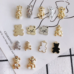 DIY bear charms for necklaces and bracelets featuring enamel, pearls and rhinestones
