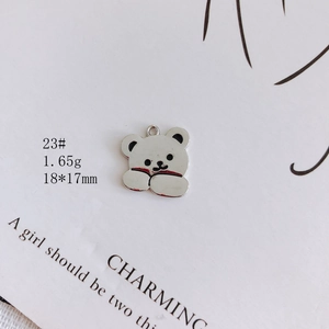 Detailed view of silver bear charm 18x17mm for DIY jewelry making with weight data