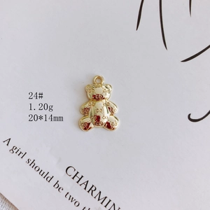 Golden bear charm for jewelry making with CO CO engraving and 20x14mm size specs