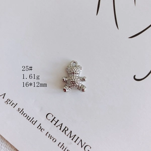 Silver bear jewelry pendant with grainy texture, weight 1.61g and size 16x12mm for DIY making