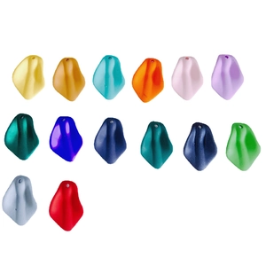 DIY colorful matte resin petal beads set with top holes for jewelry making projects