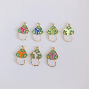 Colorful enamel mushroom pendants set in alloy for DIY jewelry earrings and necklaces