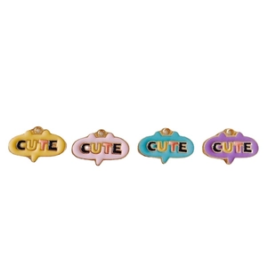 Set of four colorful alloy CUTE letter charms for DIY jewelry making and necklaces