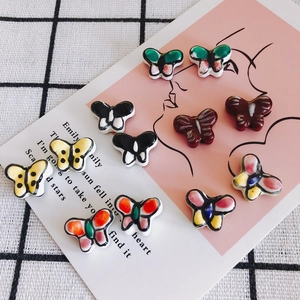 Colorful ceramic butterfly beads for DIY jewelry making with polished glaze finish