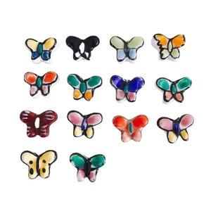 Handmade butterfly ceramic beads in various colors for DIY jewelry making and craft supplies