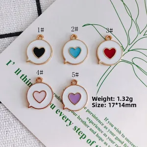 DIY colorful heart enamel alloy pendants in 5 colors for jewelry making 17x14mm
