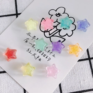 Sparkly macaron color acrylic resin star charms with fine glitter for DIY jewelry making