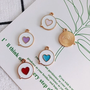 Minimalist geometric heart charms in colorful oil drip finish for DIY jewelry crafting