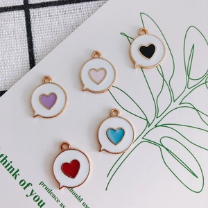 Alloy Enamel Heart Speech Bubble Pendant DIY Jewelry Making Accessories For Necklace Bracelet Craft Pendant Only Without Chain