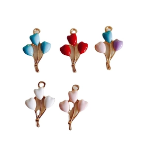 DIY colorful heart balloon enamel alloy charms with gold plating for jewelry making