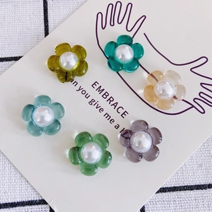 Hars Transparante Bloem Flatback Charms Met Kunstparelmoer Centrum DIY Sieraden Maken Haarspeld Accessoires Bloemen Patches