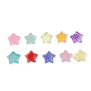 Colorful resin star beads with glitter for DIY jewelry making in assorted candy tones