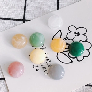 Flat round resin beads with marble texture for DIY shoe charms and phone case decor