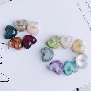 DIY colorful heart-shaped resin beads with vintage marble texture for jewelry making
