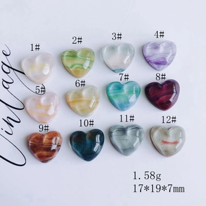 Set of 12 vintage heart-shaped faceted resin charms for DIY jewelry making