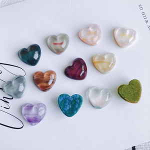 Vintage Heart Shape Resin Charms For DIY Jewelry Making Oil Painting Marble Texture Faceted Earring Hair Clip Accessories