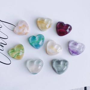 Set of nine heart-shaped resin charms with vintage oil painting marble texture for DIY