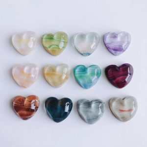 Detailed grid view of 12 colorful heart-shaped marble textured DIY jewelry accessories