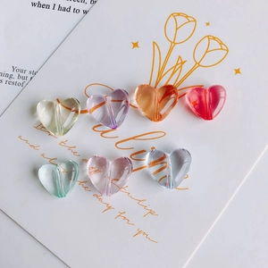 Multi-color heart-shaped resin beads with drill holes for DIY jewelry making