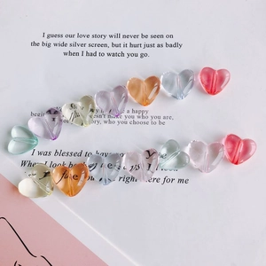 DIY candy-colored heart resin beads with holes for jewelry making in various colors