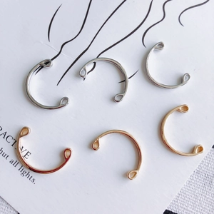 DIY semi-circular C-shaped metal earring connectors in gold and silver finish