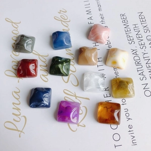 Square resin marble ink DIY charms for phone cases and jewelry in 12 assorted colors