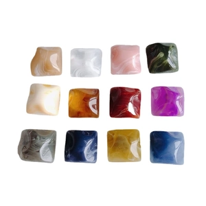 Square marble ink pattern resin patches in 12 colors for DIY phone cases and jewelry